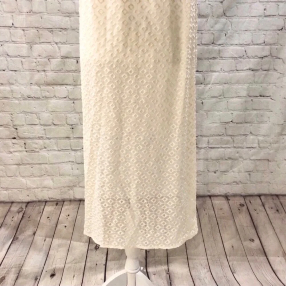HD in Paris Anthropologie High Low Tunic Top Cream Size Large Diamond Print